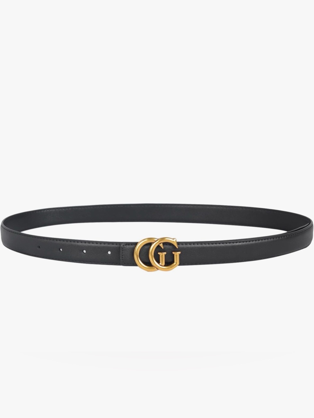 Gucci Black Leather Belt with Gold Double G Buckle
